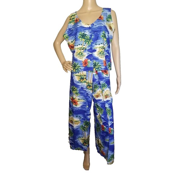 Rima Women’s Size L Beachwear 2 pc wrap pants and top Hawaiian cover up      T44 - Picture 1 of 9